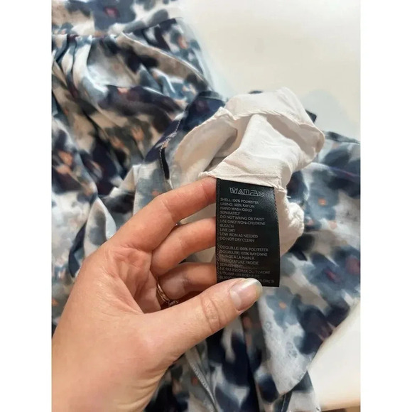 Kimchi Blue Dress Womens 0 Floral Watercolor Blue Open Back Sheer - Picture 6 of 15